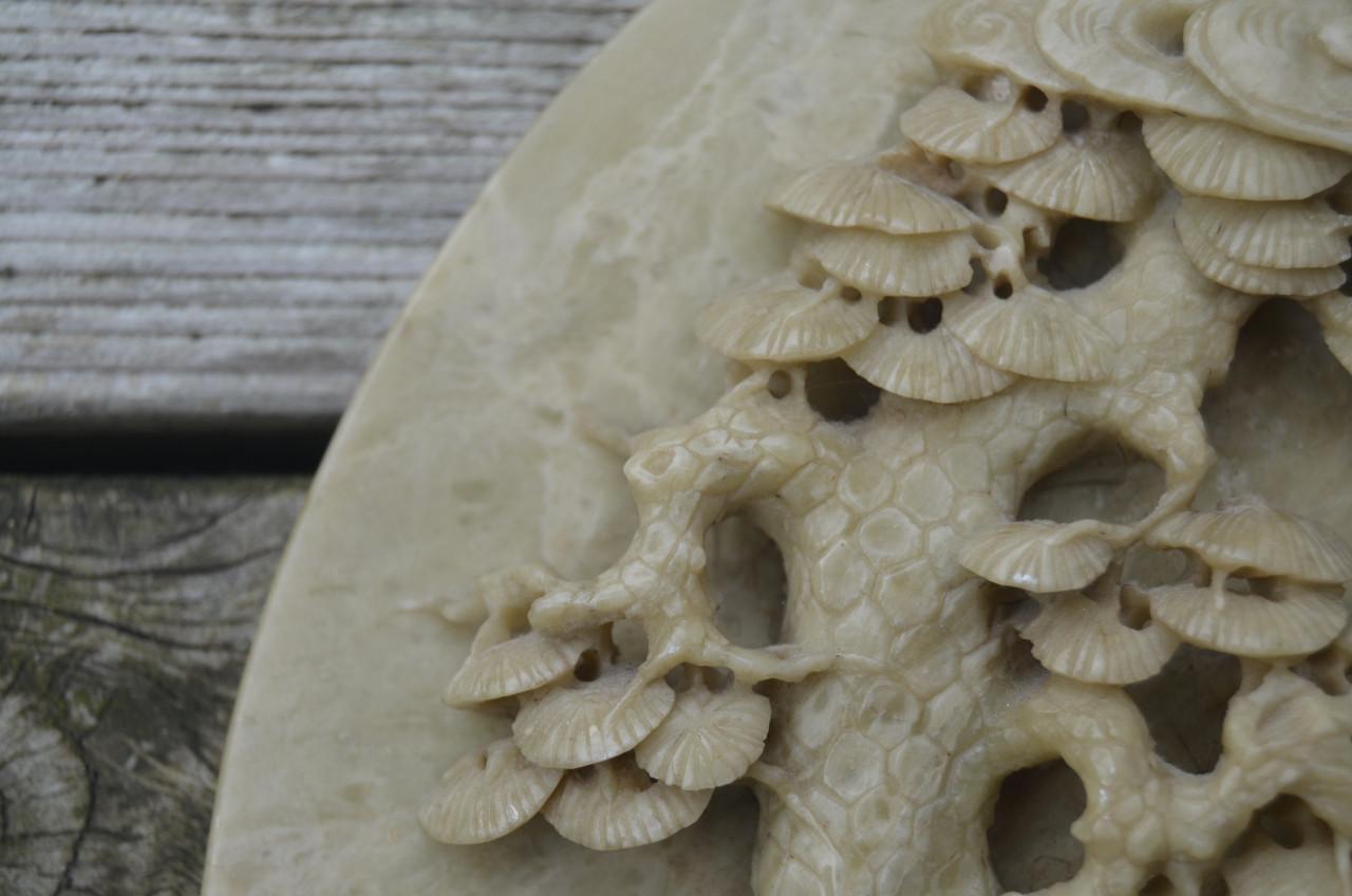 Spekstenen Chinese sculptuur boom en kraanvogel