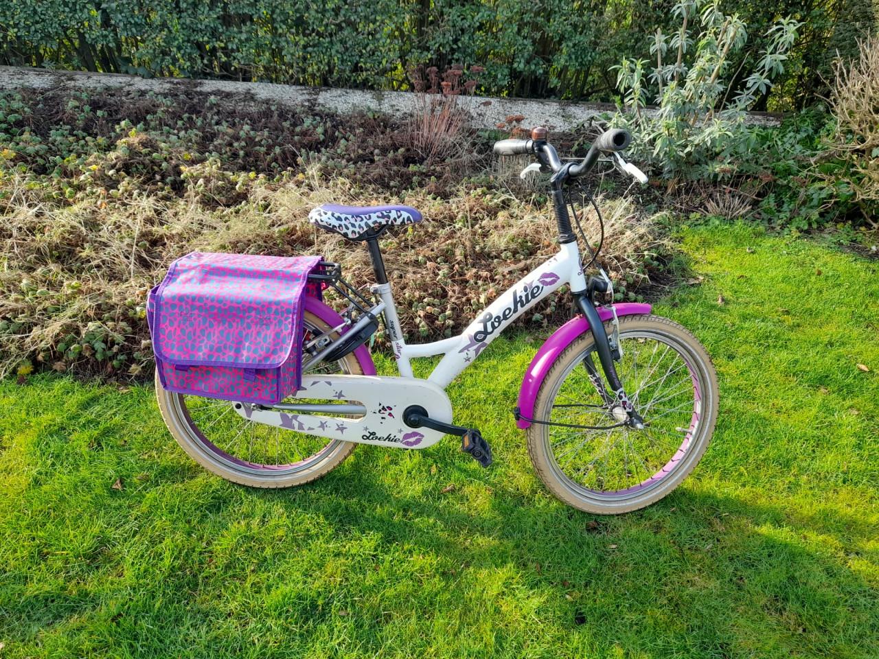 Z.g.a.n. Loekie meisjesfiets met bijpassende fietstassen (20 inch)