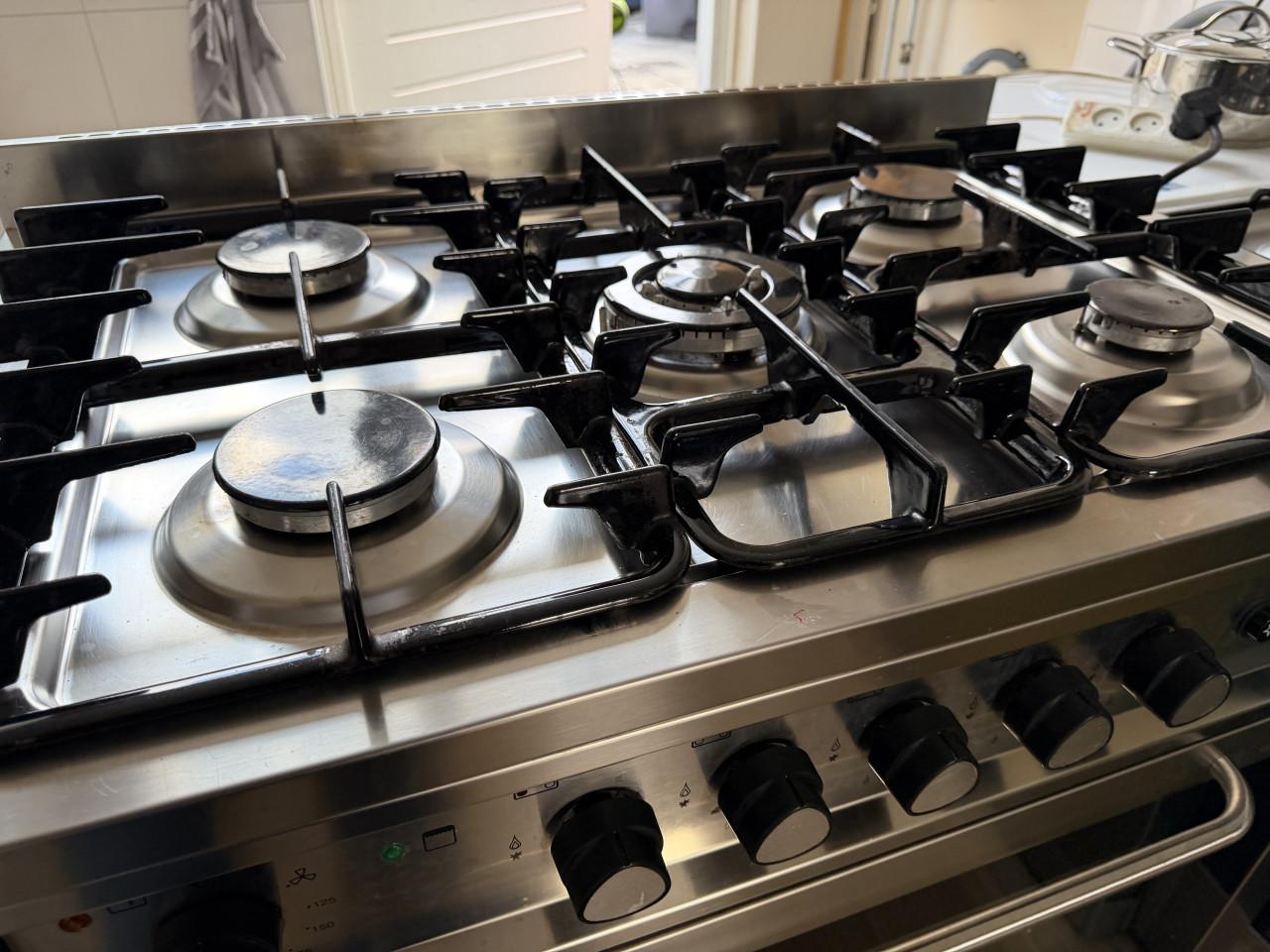 Luxe semi-prof. KRONUS RVS Gasfornuis (90cm) - 5 Pitten & Grote Oven