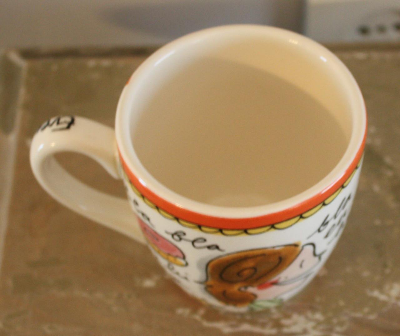 Nieuwe mok blond even bij kletsen