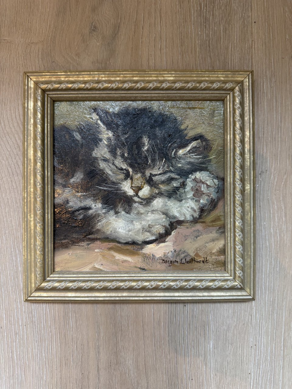 3 poezen schilderijtjes te koop inclusief lijst