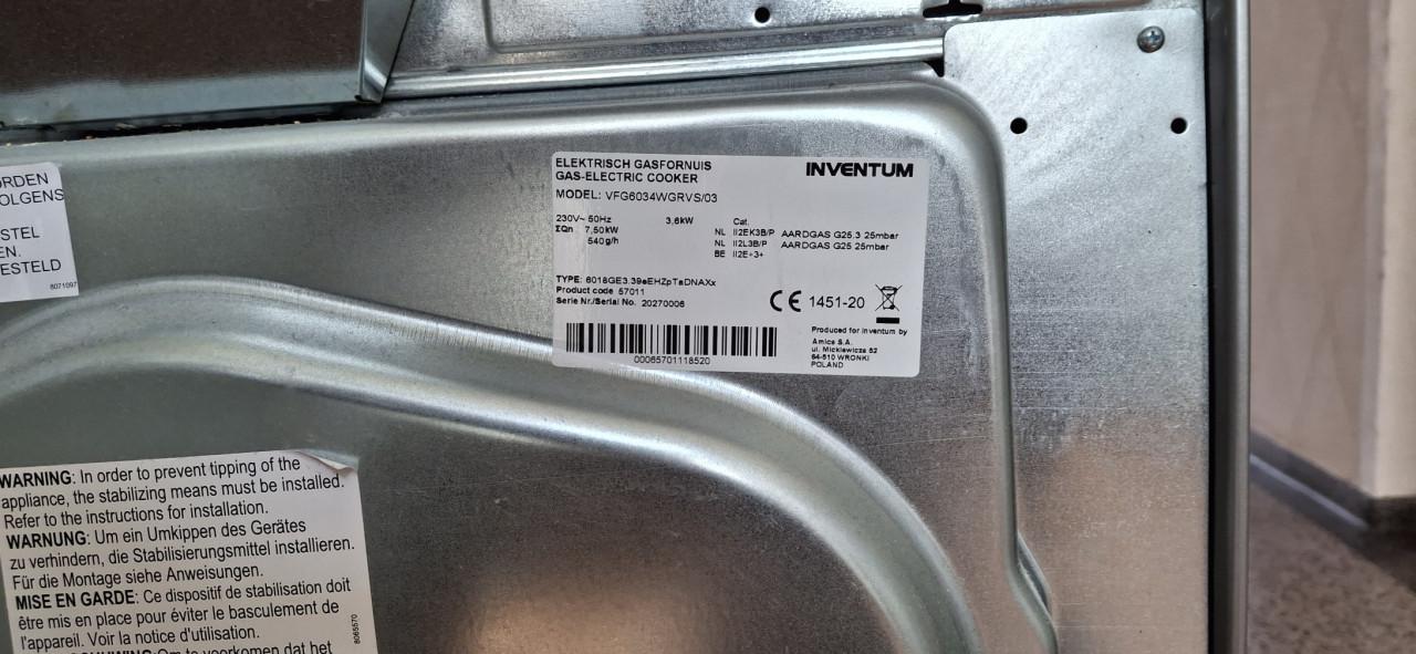 Electrisch gasfornuis Inventum