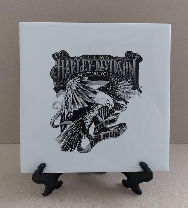 Bedrukte Tegels + Standaard met Harley Davidson Logo's