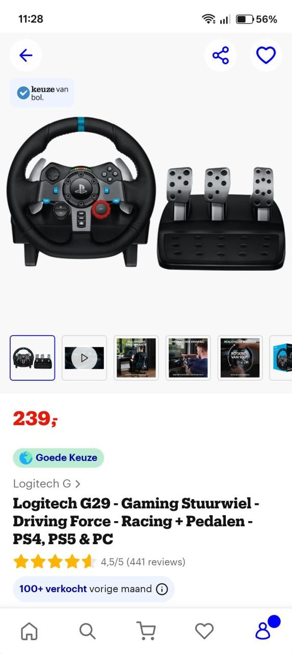 Gaming stuurwiel en pedalen