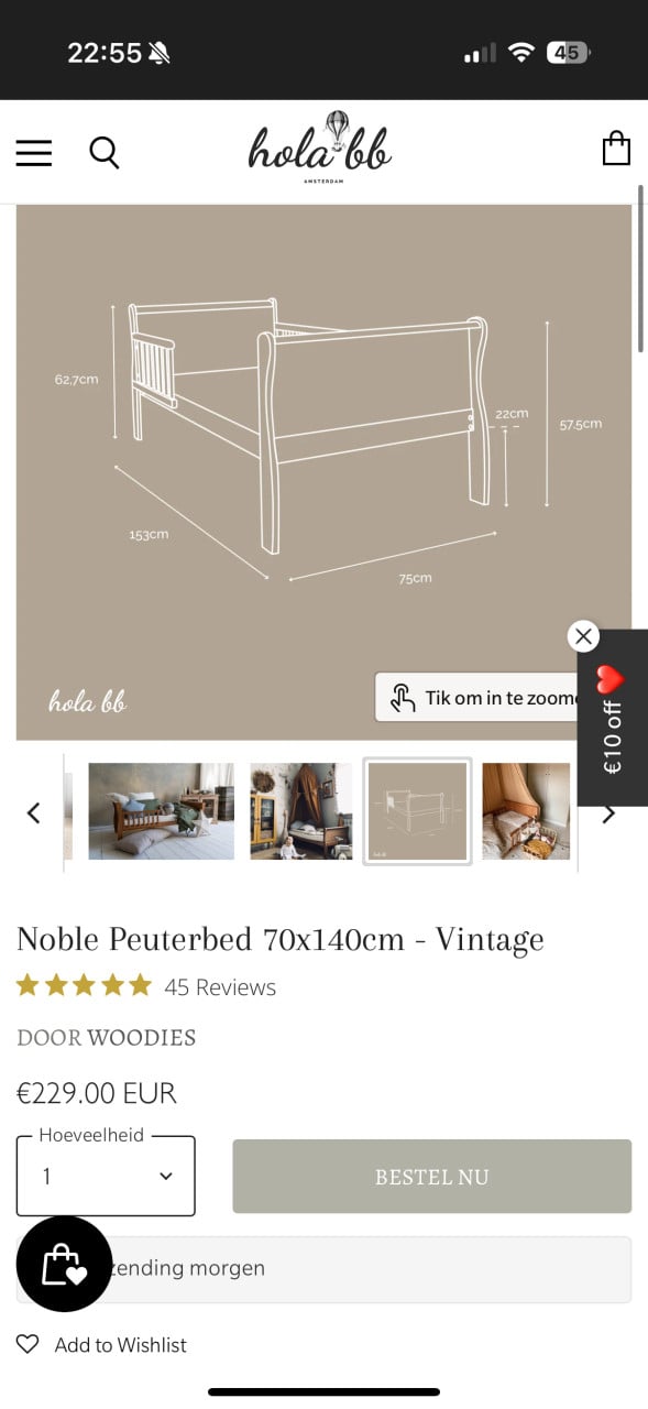 Peuterbed inclusief matras