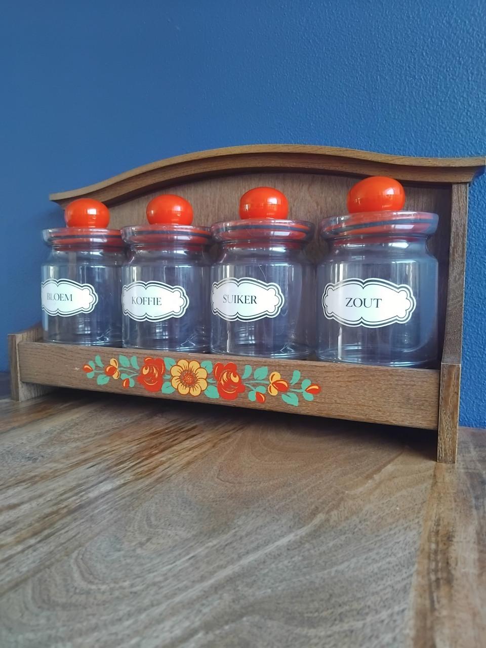 Vintage EMSA Voorraadset Wandrek + Potten
