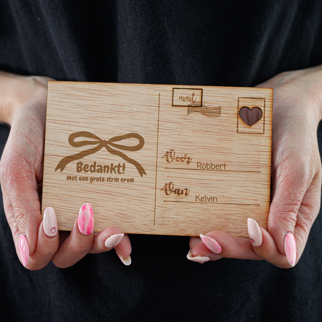 Gepersonaliseerde houten kaarten