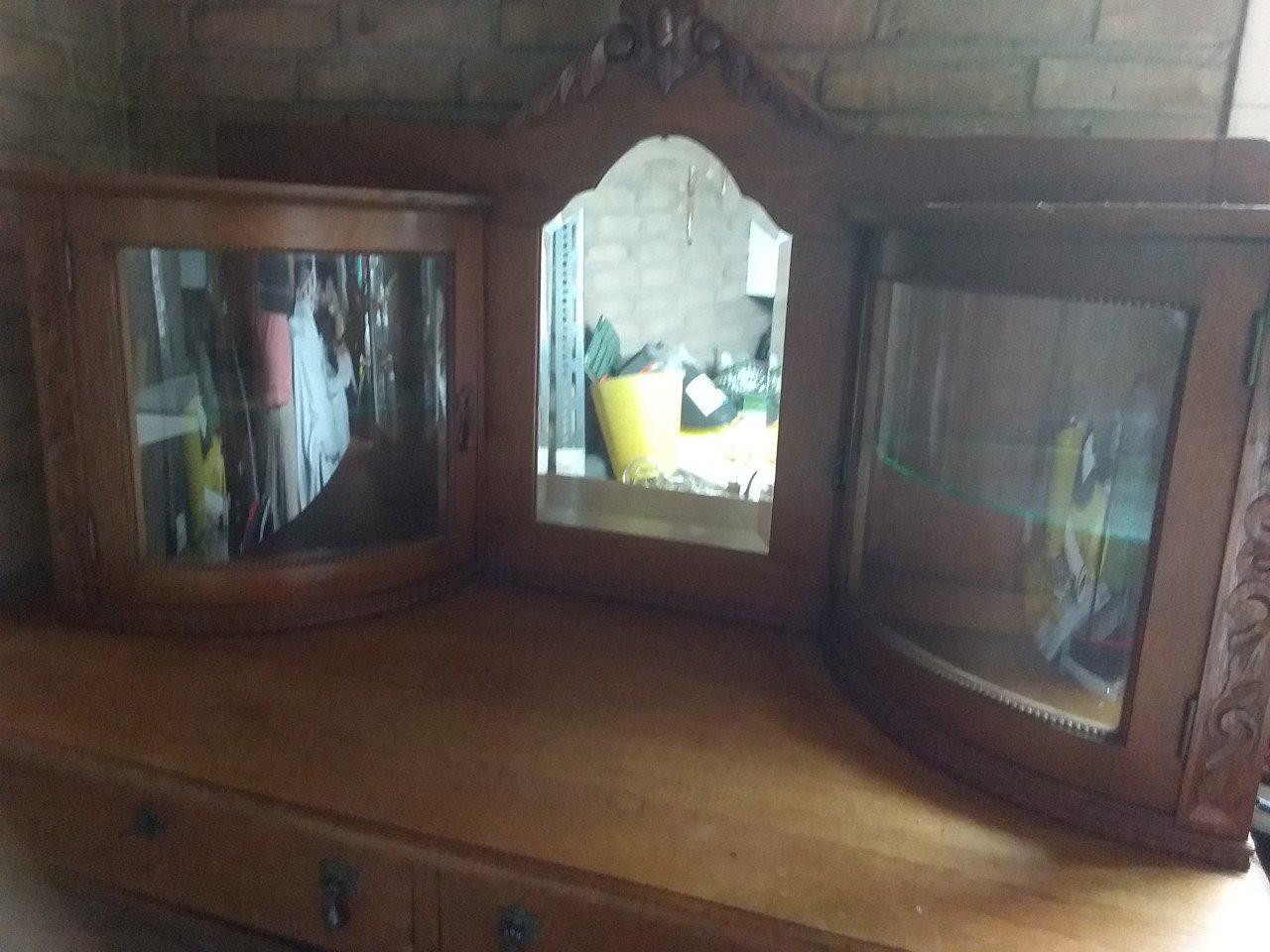 Vintage eiken buffetkast met spiegel