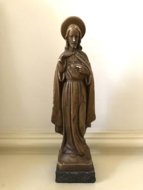 Lief brocante heilig Jezus Christus op natuursteen plaatje