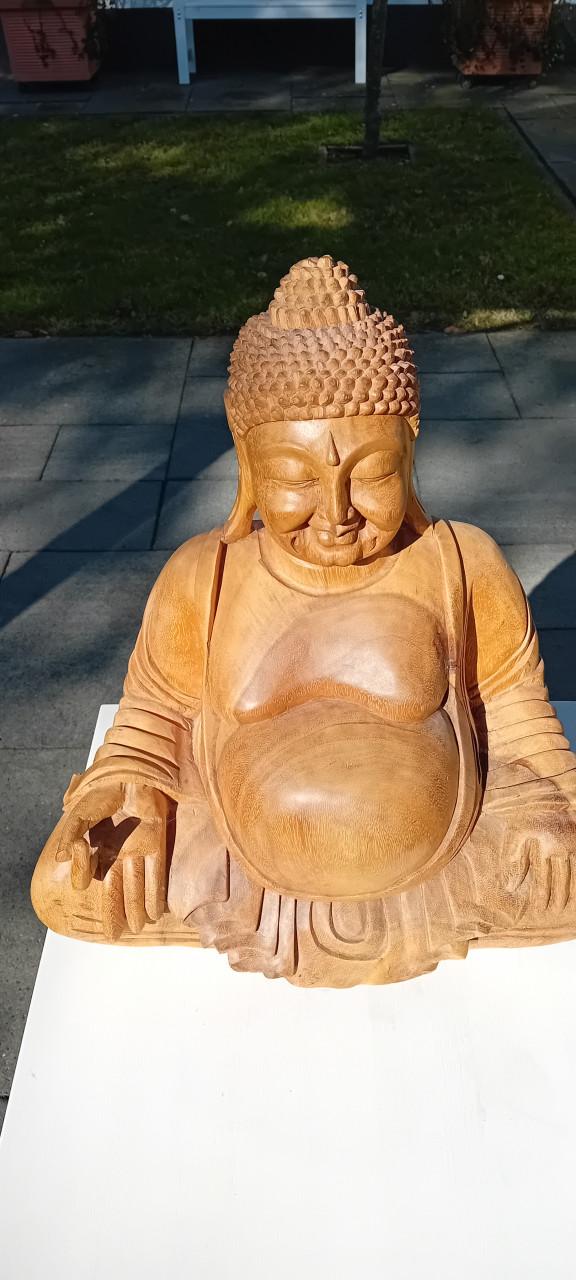 Mooie massief houten zittende boeddha uit Bali