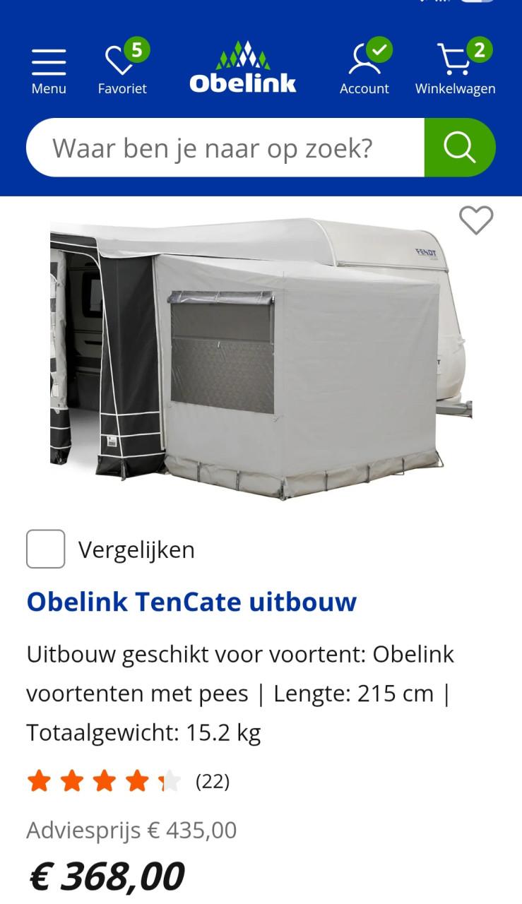 Uitbouw / erker voor aan voortent met pees rechts