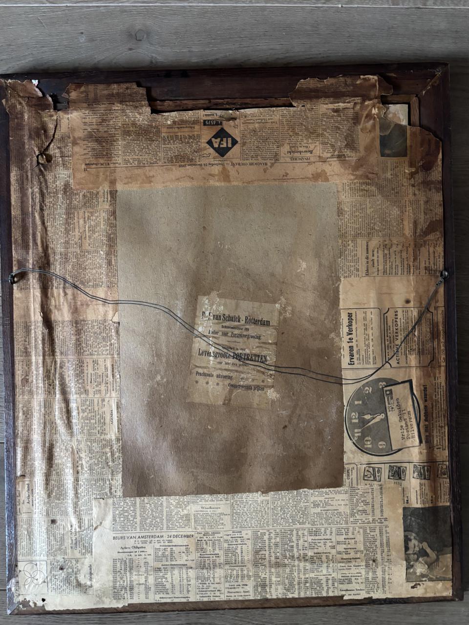 Antiek Levensgroot Damesportret – Originele lijst – Rotterdam 1953