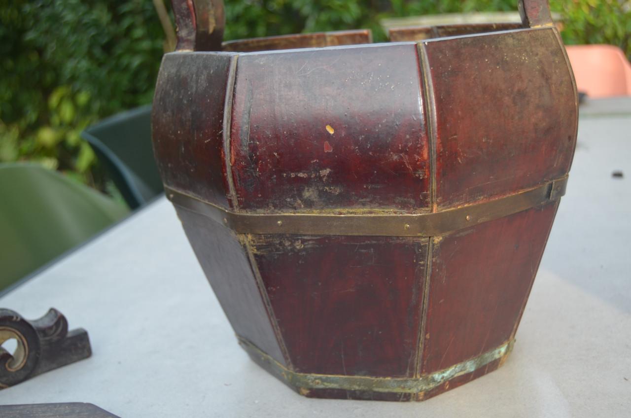 Chinese houten theepothouder octagonaal, gesneden, hout