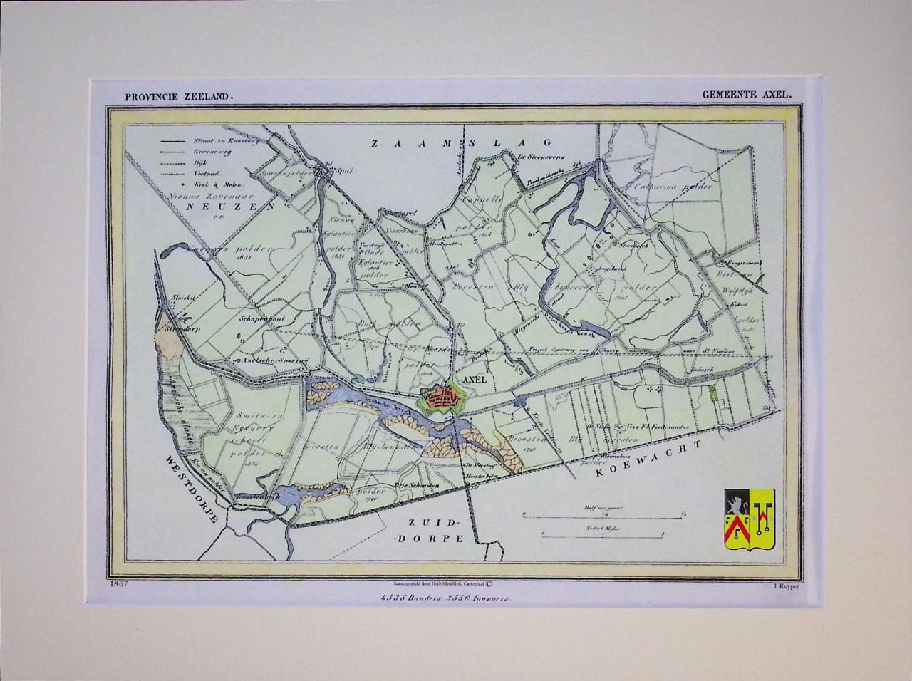 Hist. kaarten van J. Kuyper nu in kleur van Zw. Vlaanderen