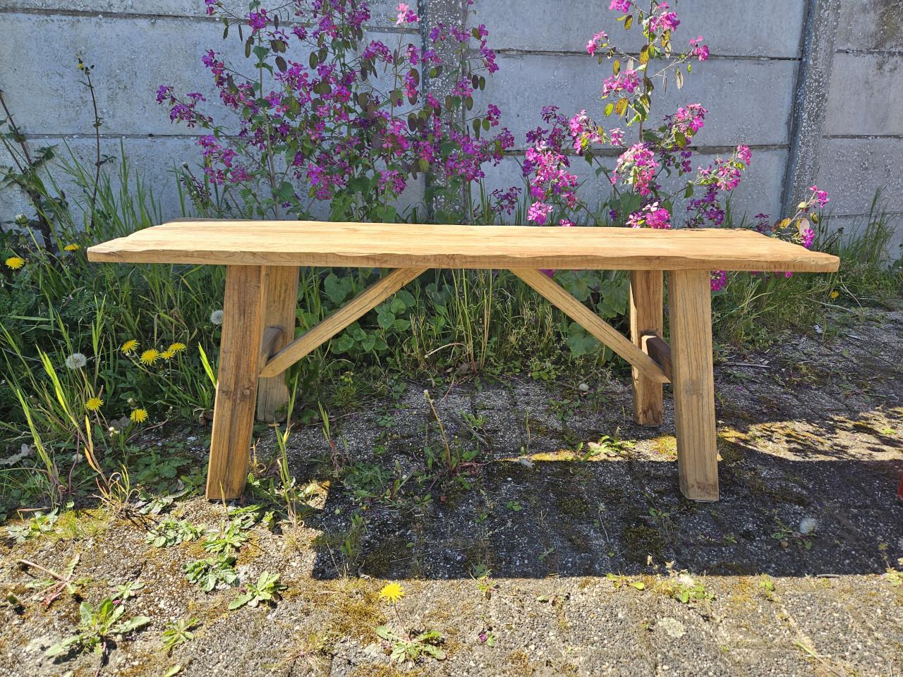 Prachtig teakhouten bankje - 120x34 cm