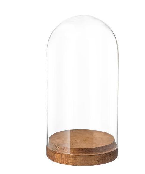 Ikea  Harliga, glazen stolp met houten schotel, display  Ø 10 cm.