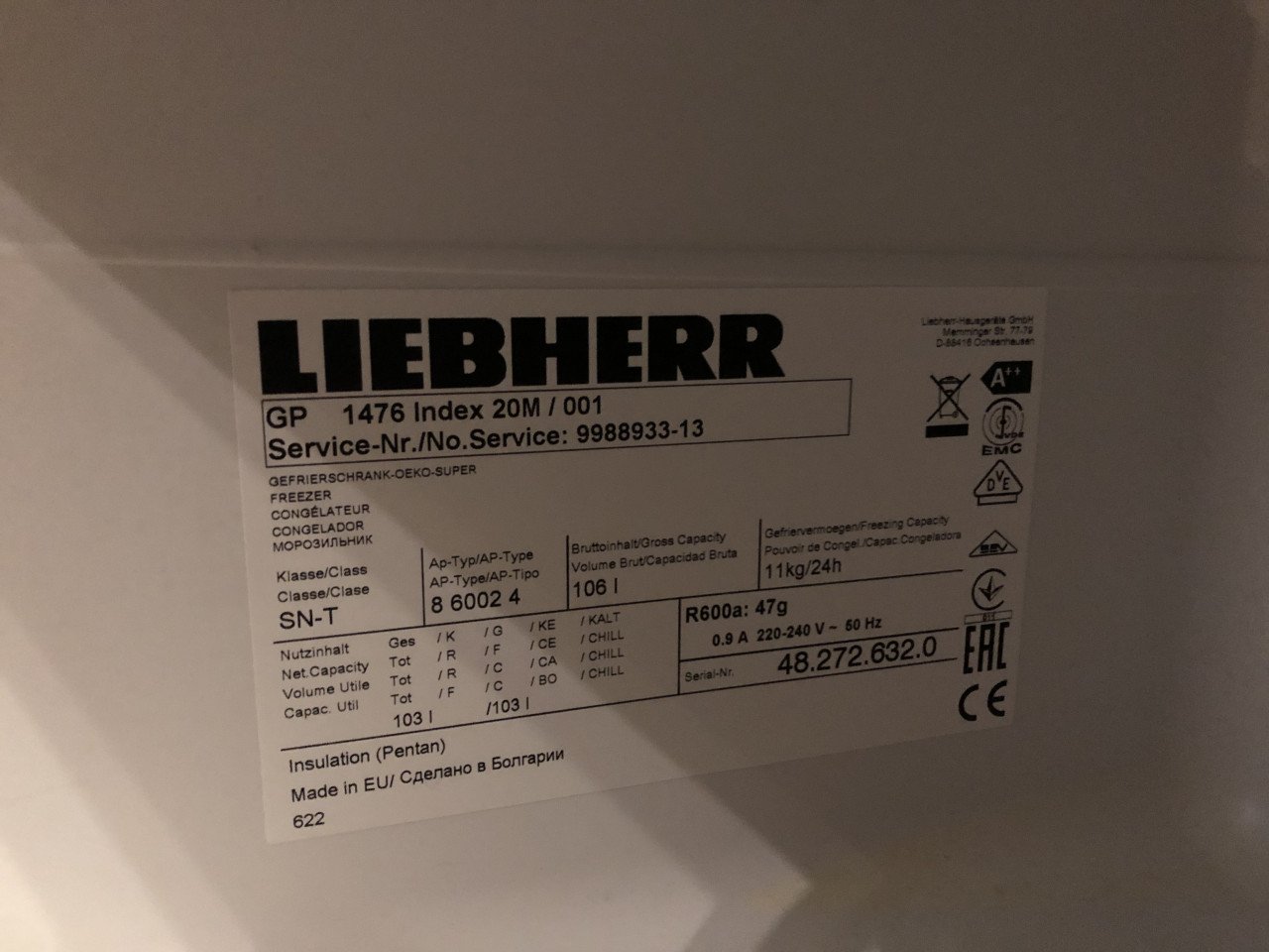 Diepvries Liebherr 4 lades
