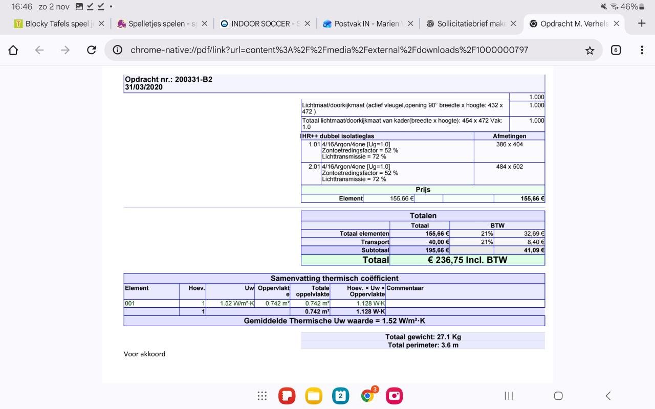Kunststof kozijn 116x64cm