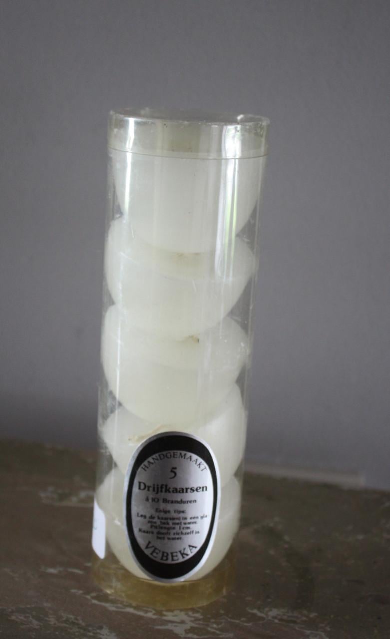 Nieuw in verpakking set van 5 handgemaakte drijfkaarsen