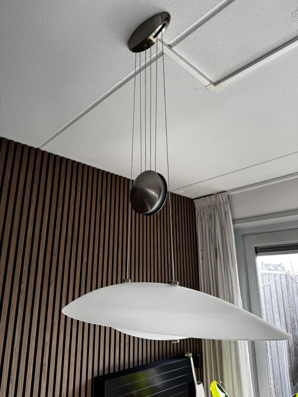 Design hanglamp glas met contragewicht