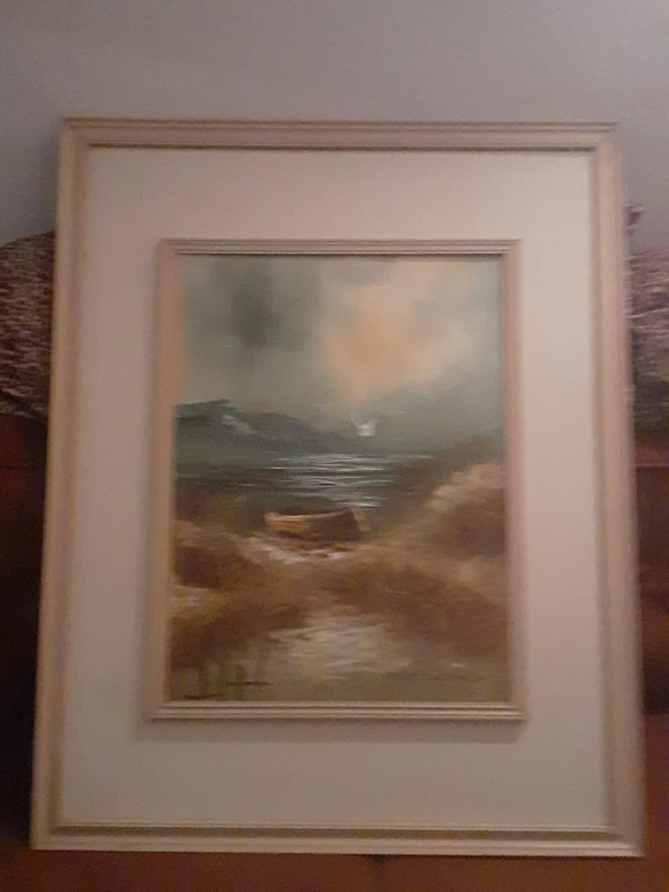 Schilderij "Roei-Boot gestrand in de Duinen "