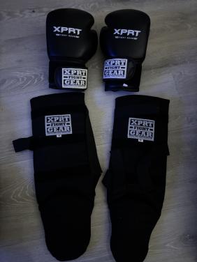 Kickboks handschoenen en scheembeschermers