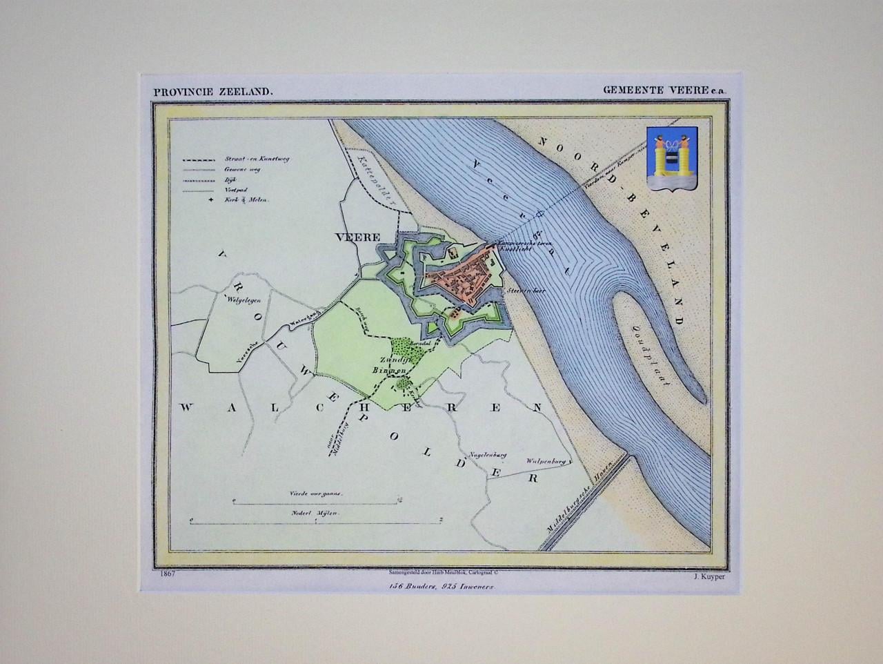 Gemeentekaartjes van J. Kuyper in kleur met Gemeentewapen