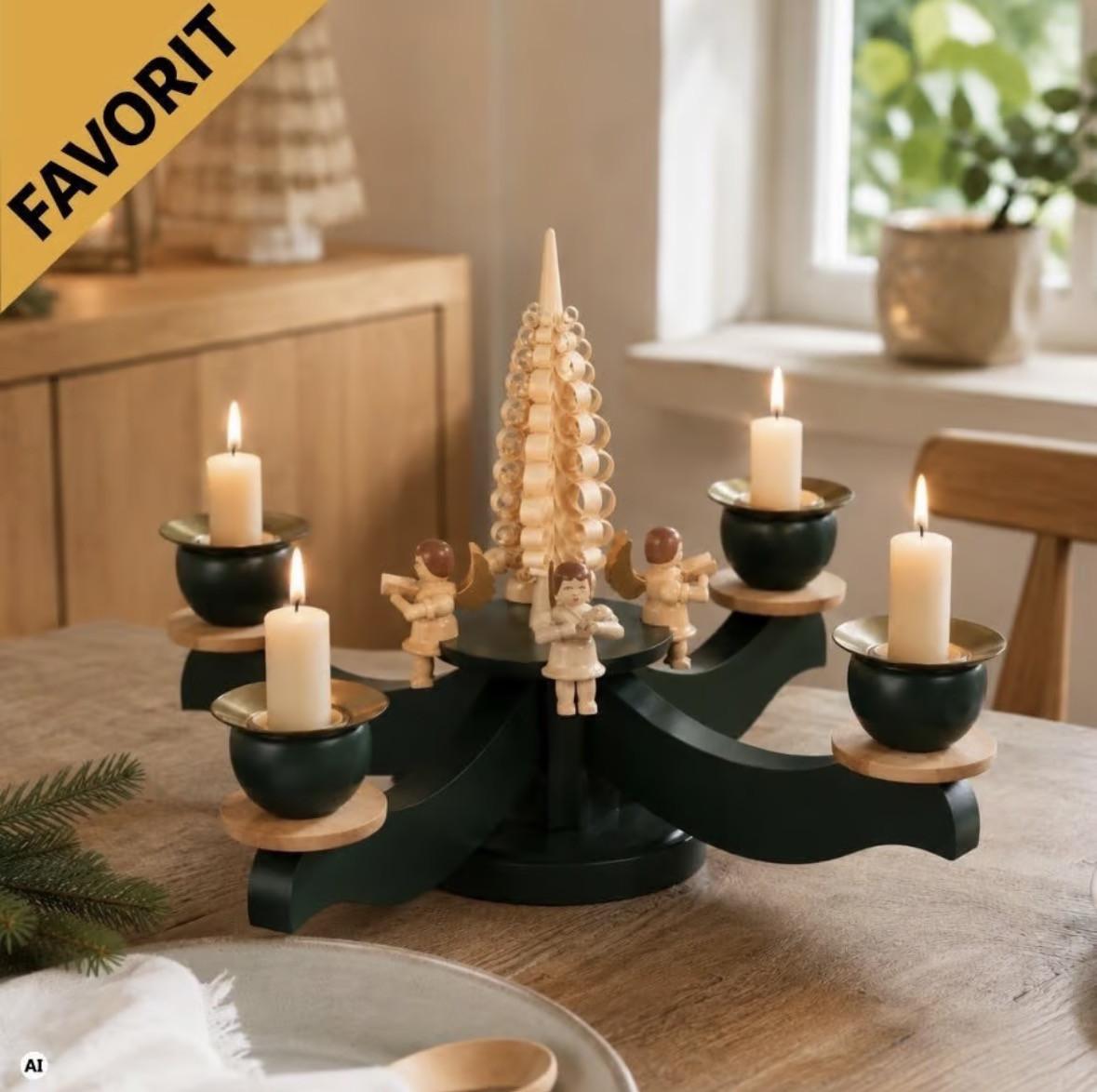 Adventskandelaar, handgemaakt, Erzgebirge, Duitsland, A. Preissler, Seiffen