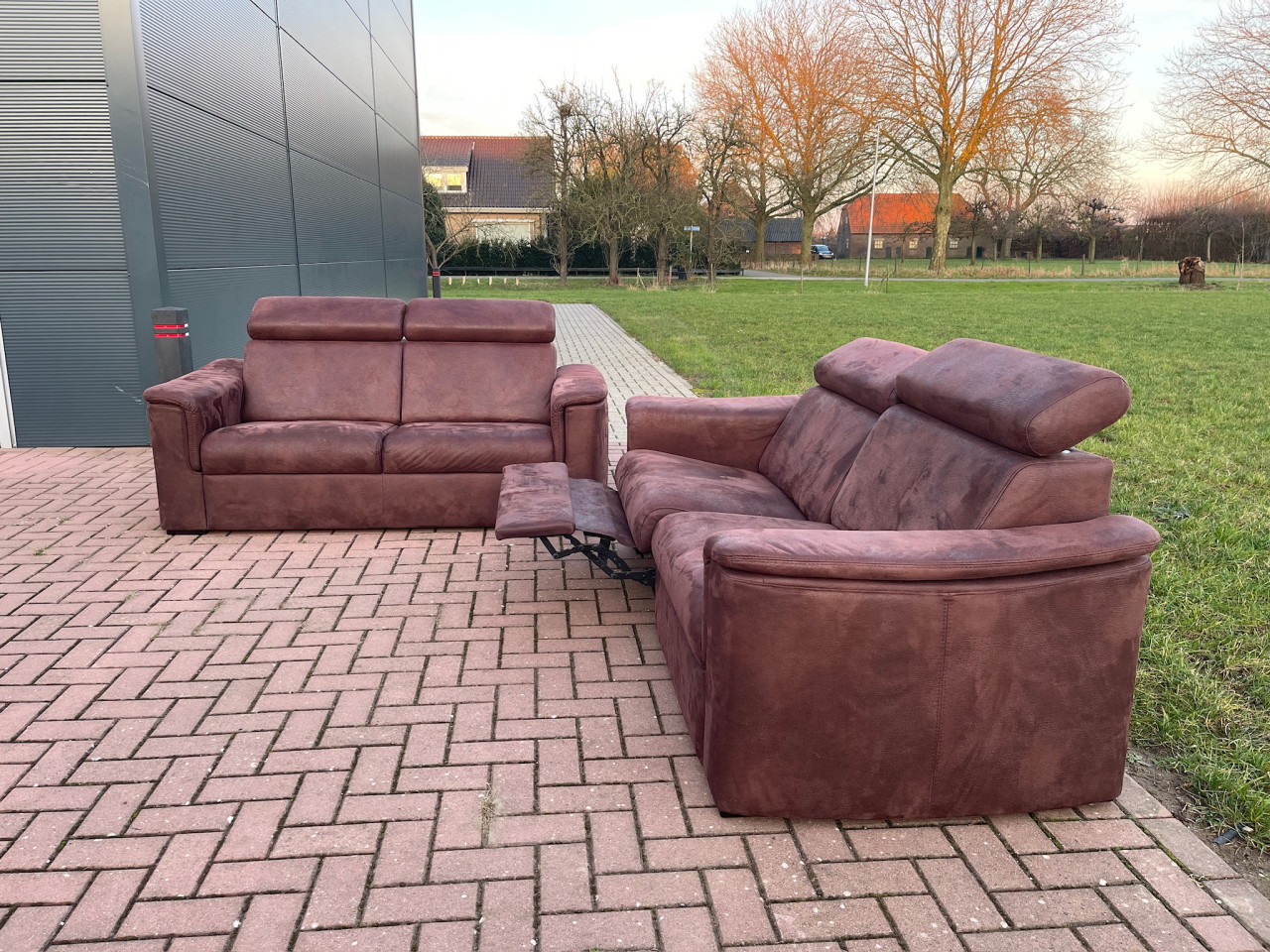 GRATIS LEVERING HEEL NL 3 + 2.5-zits Stof Suede Relax Bankstel