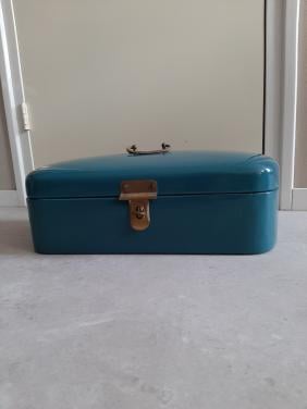 BROCANTE - EMAILLE BROODTROMMEL - KLEUR  PETROLBLAUW