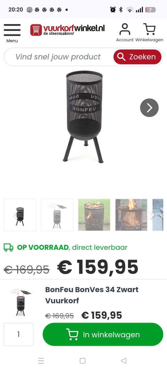 Bonfeu Barbeque/vuurkorf met gietijzeren plaat