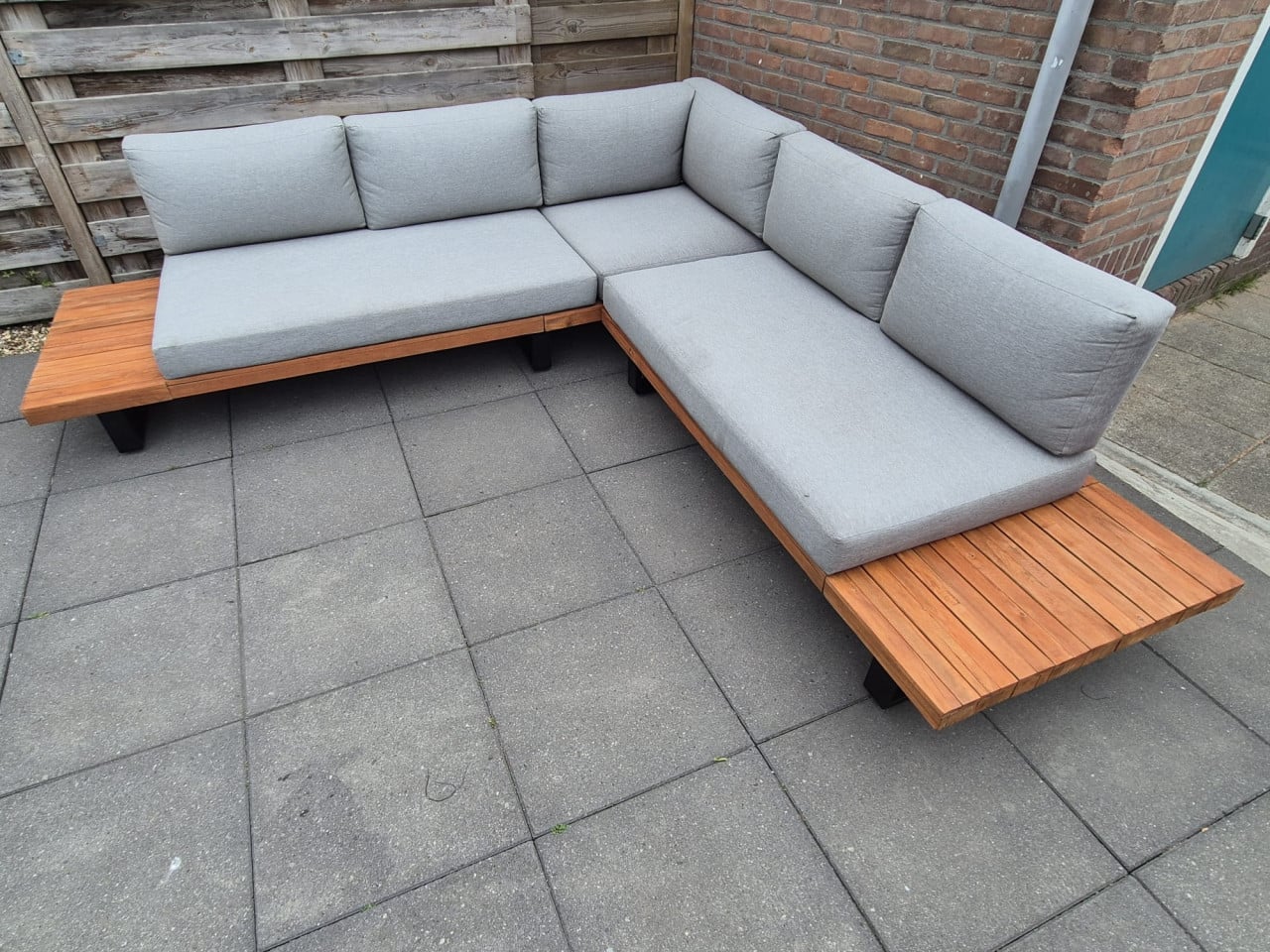 Aluminium/Hout Loungeset 255 x 255 cm (Bezorging mogelijk)