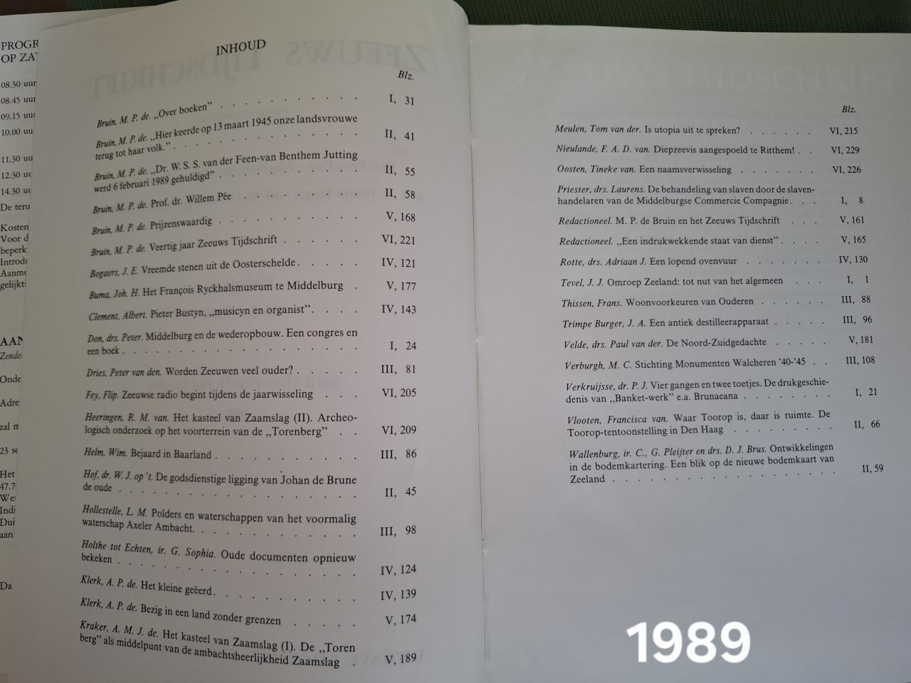 Zeeuws Tijdschrift, gebonden jaargangen 1955, 1956, 1986,1988, 1989,
