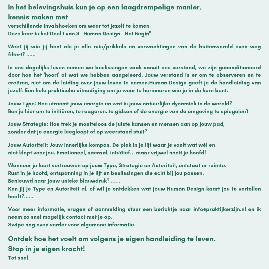 Huiskamerproject; human design deel 1 " Het Begin"