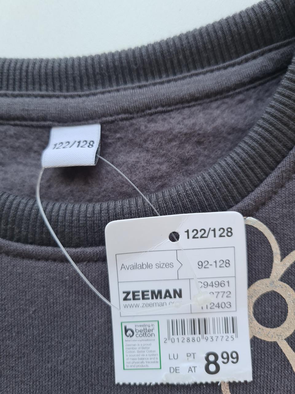 Nieuw ! Antraciet grijze , zilveren sweater van Zeeman Mt 122-128