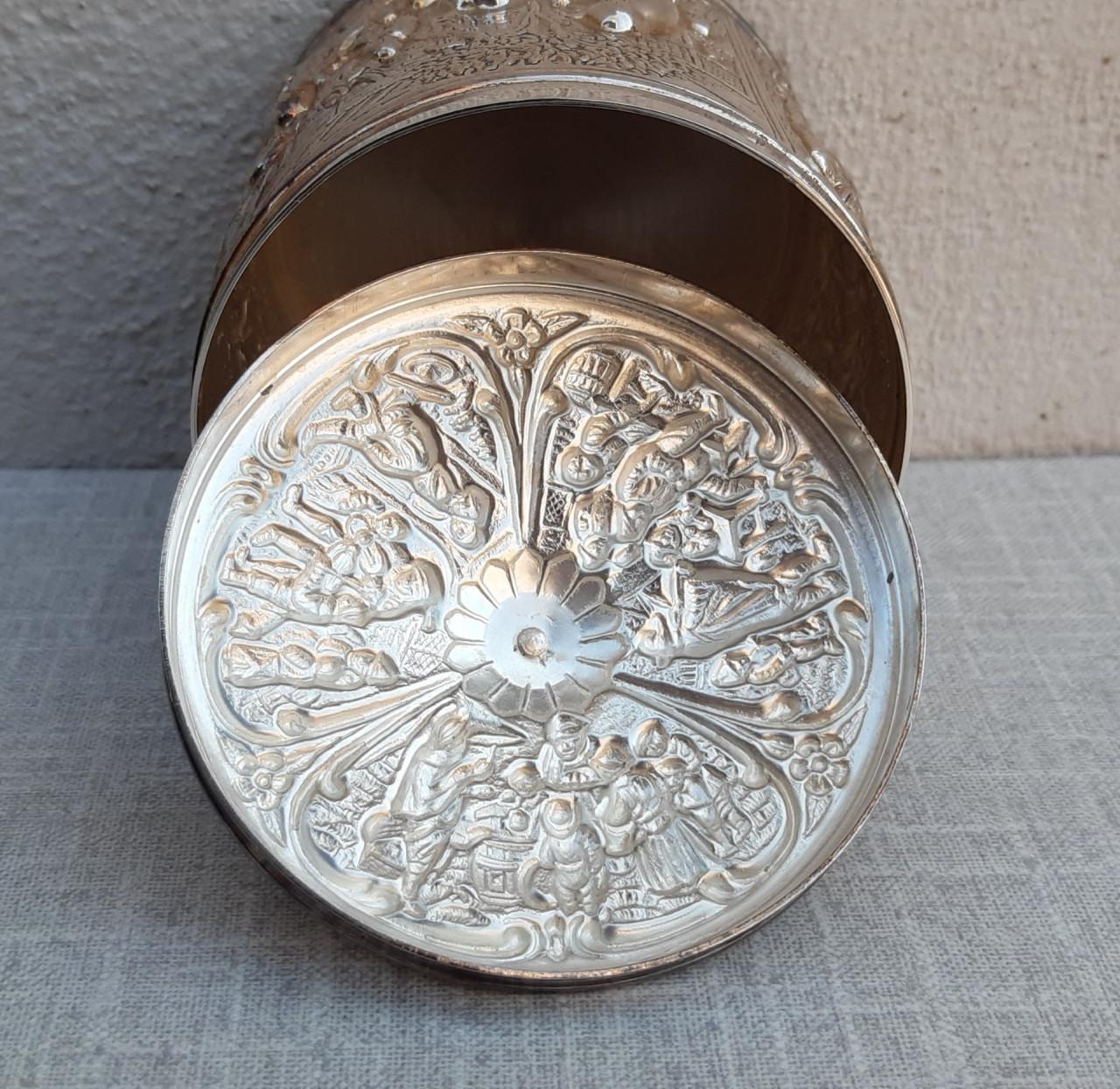 Theedoosje, verzilverd, uitgave Douwe Egberts