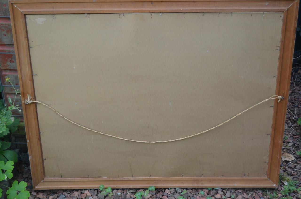 Groot schilderij Vissersscheepjes in goede staat Theo Idserda