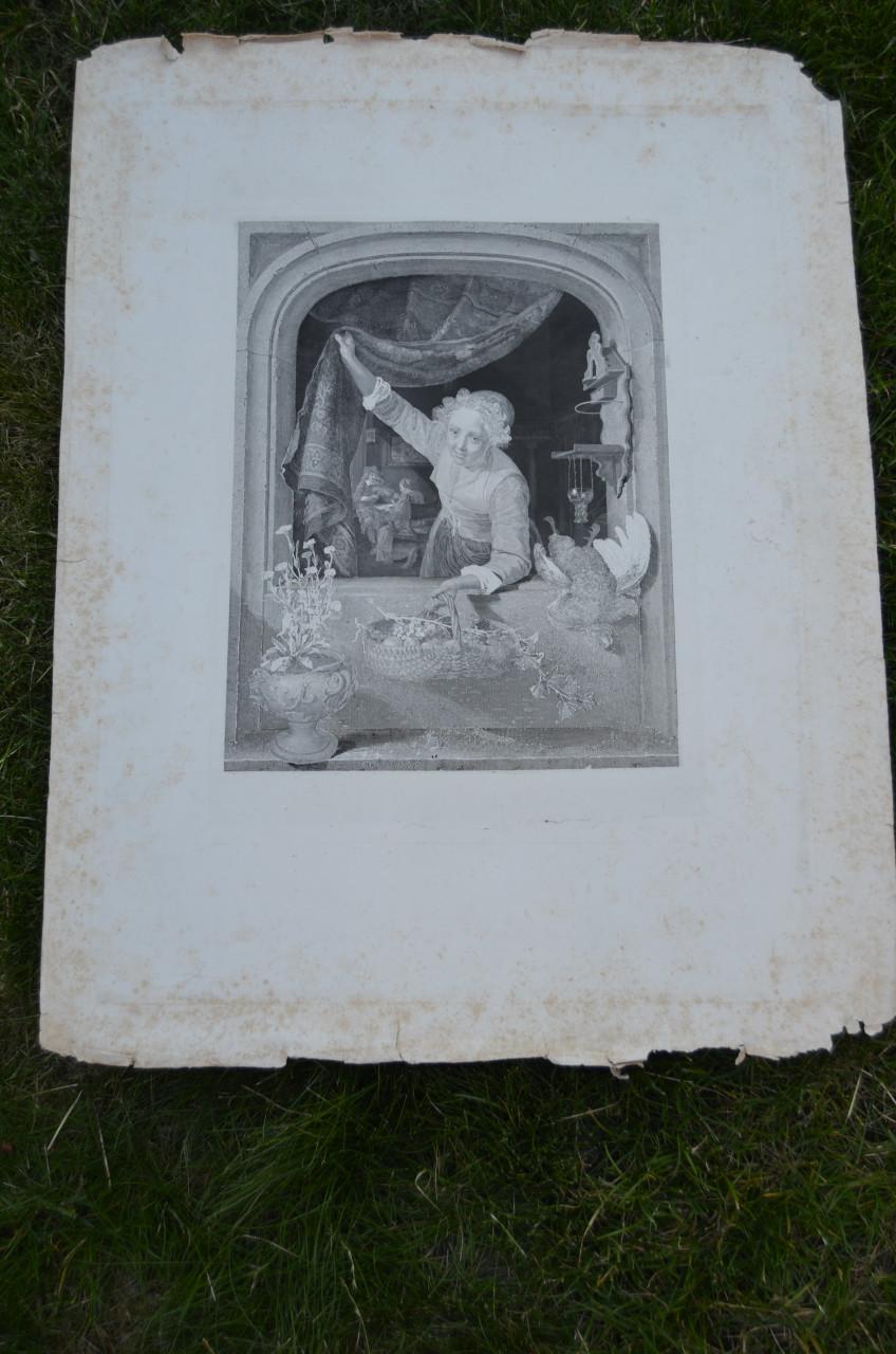 9 Staalgravures 19e eeuws Stadia van een schilderij van Gerard Dou