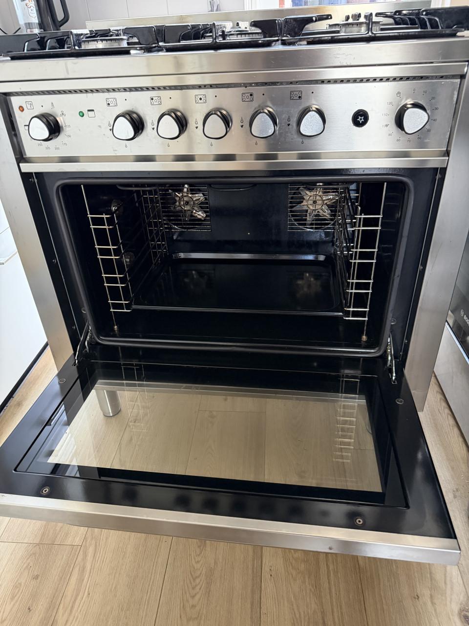 Luxe semi-prof. KRONUS RVS Gasfornuis (90cm) - 5 Pitten & Grote Oven