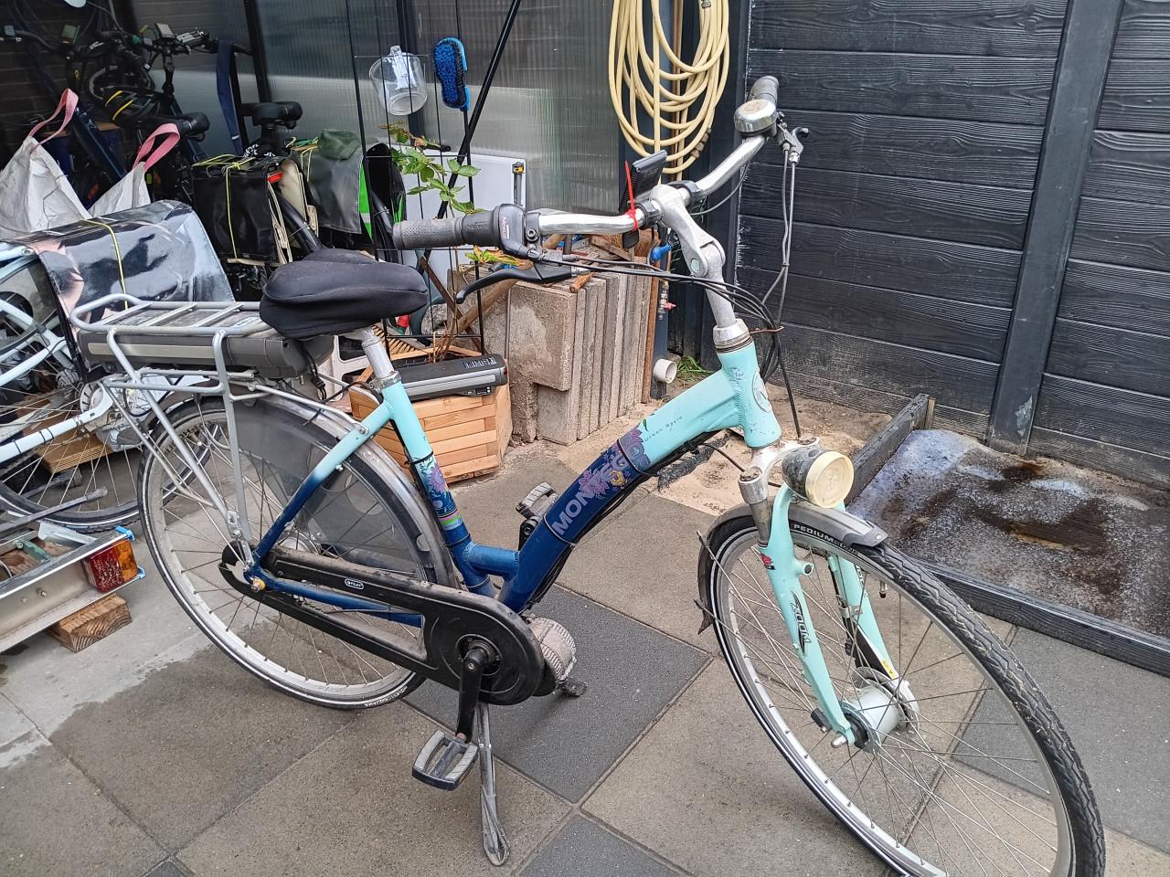 2 dames fietsen omgebouwd tot elektrische fiets.