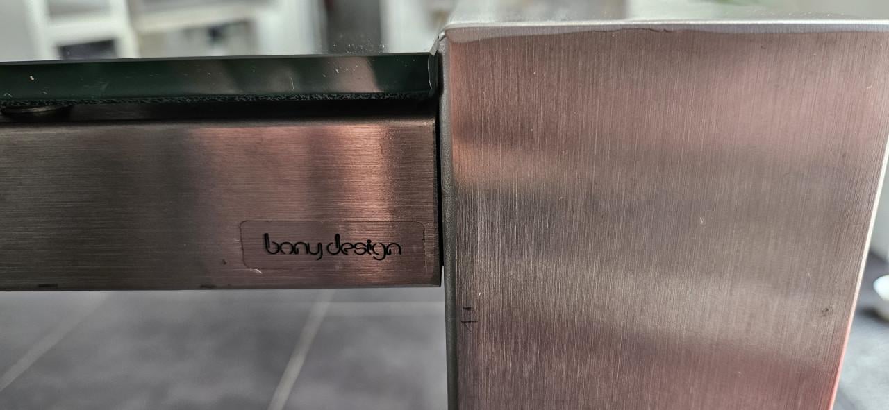 Bony Design Eettafel, RVS met zwart glas