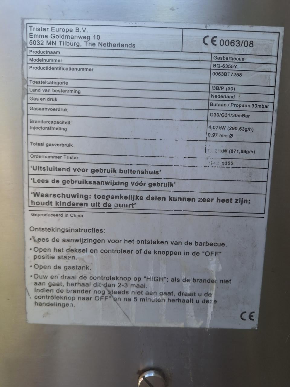 Gas barbecue gebruikt