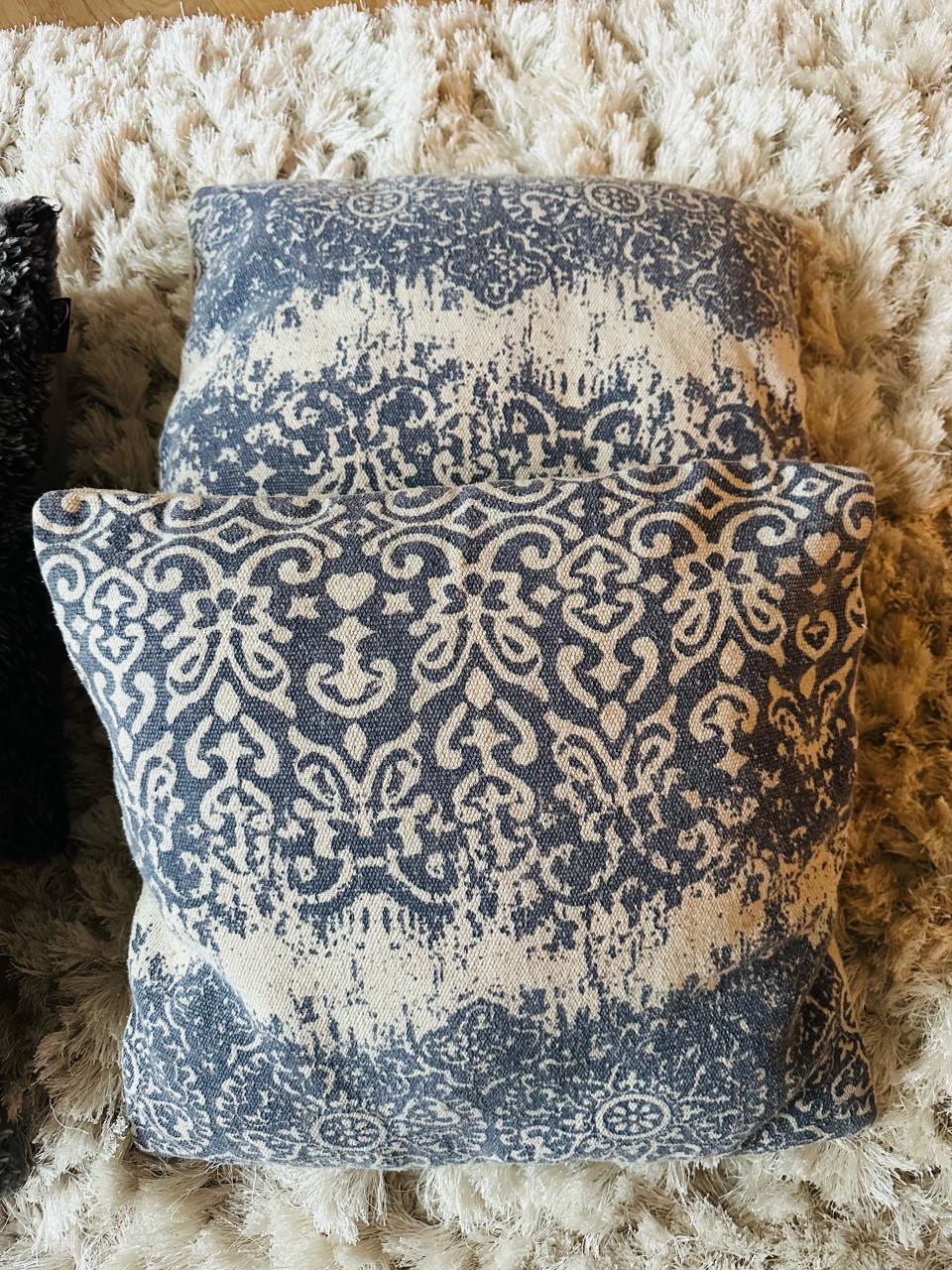 Sierkussens grijs/blauw/zalmroze