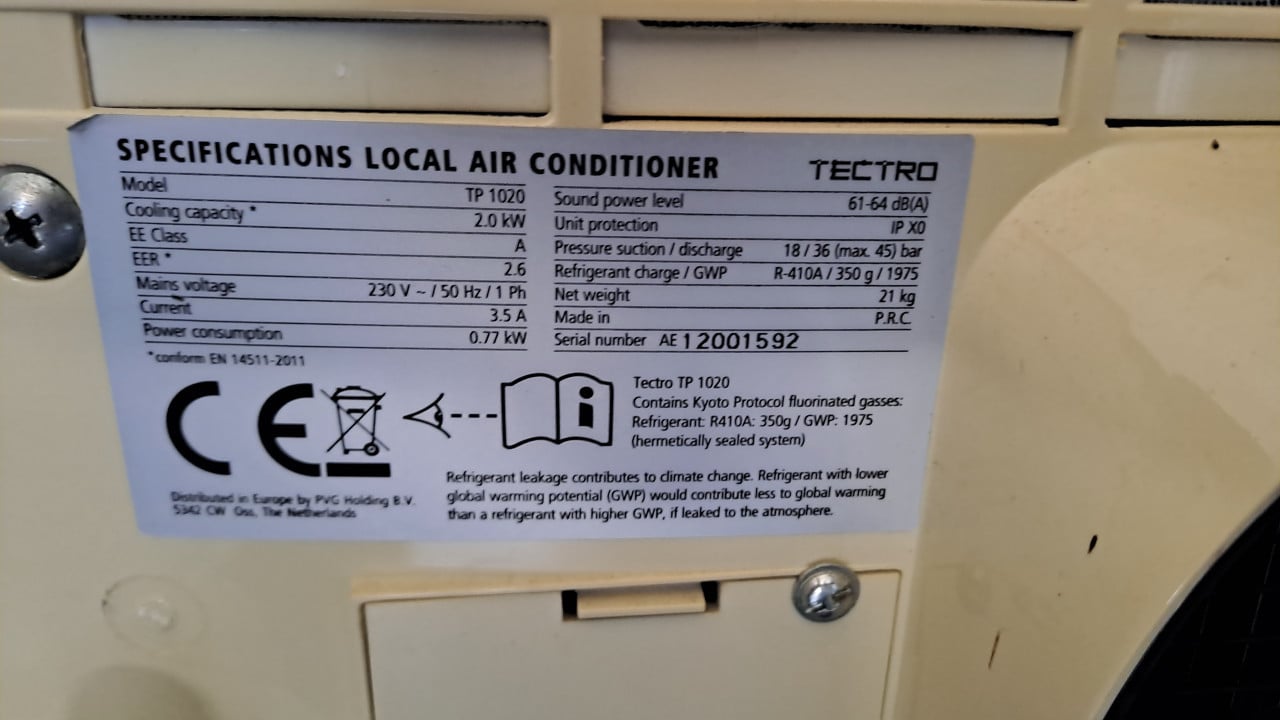 Mobiele airco Tectro P 1020.