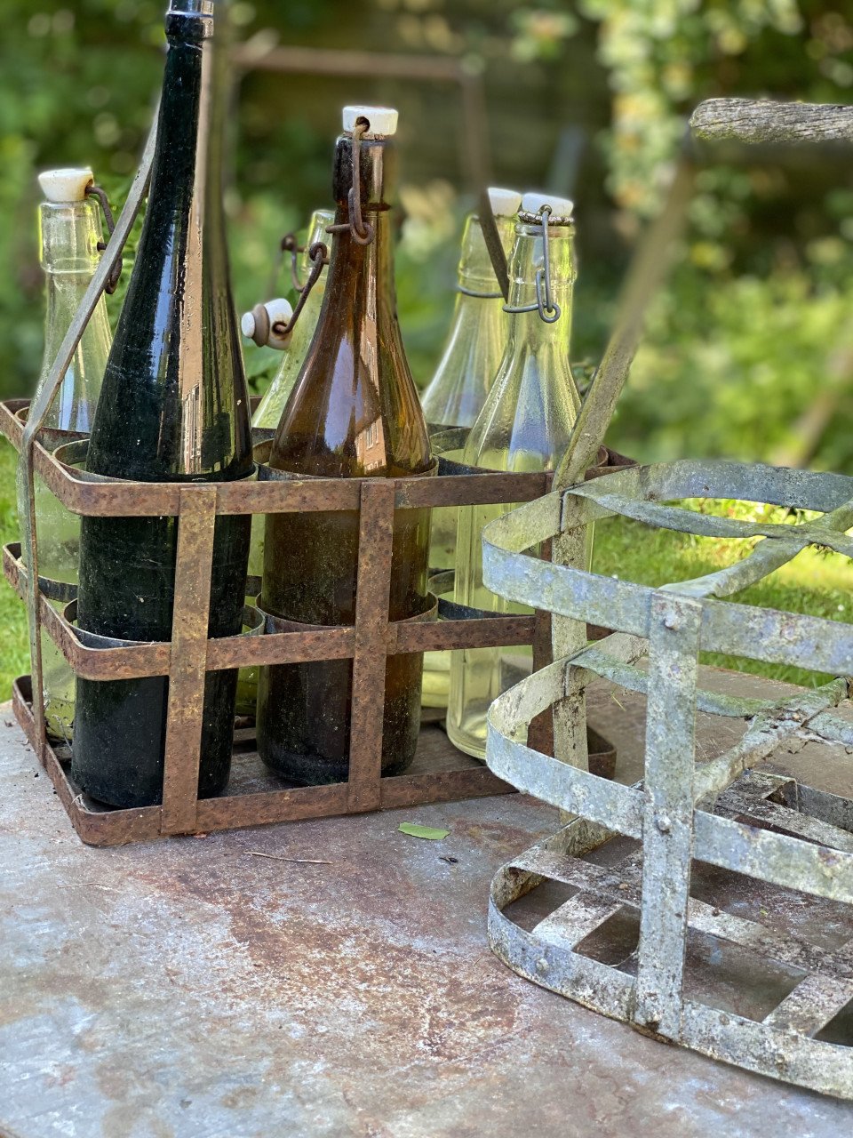 Tuin decoratie zink,glas,enz