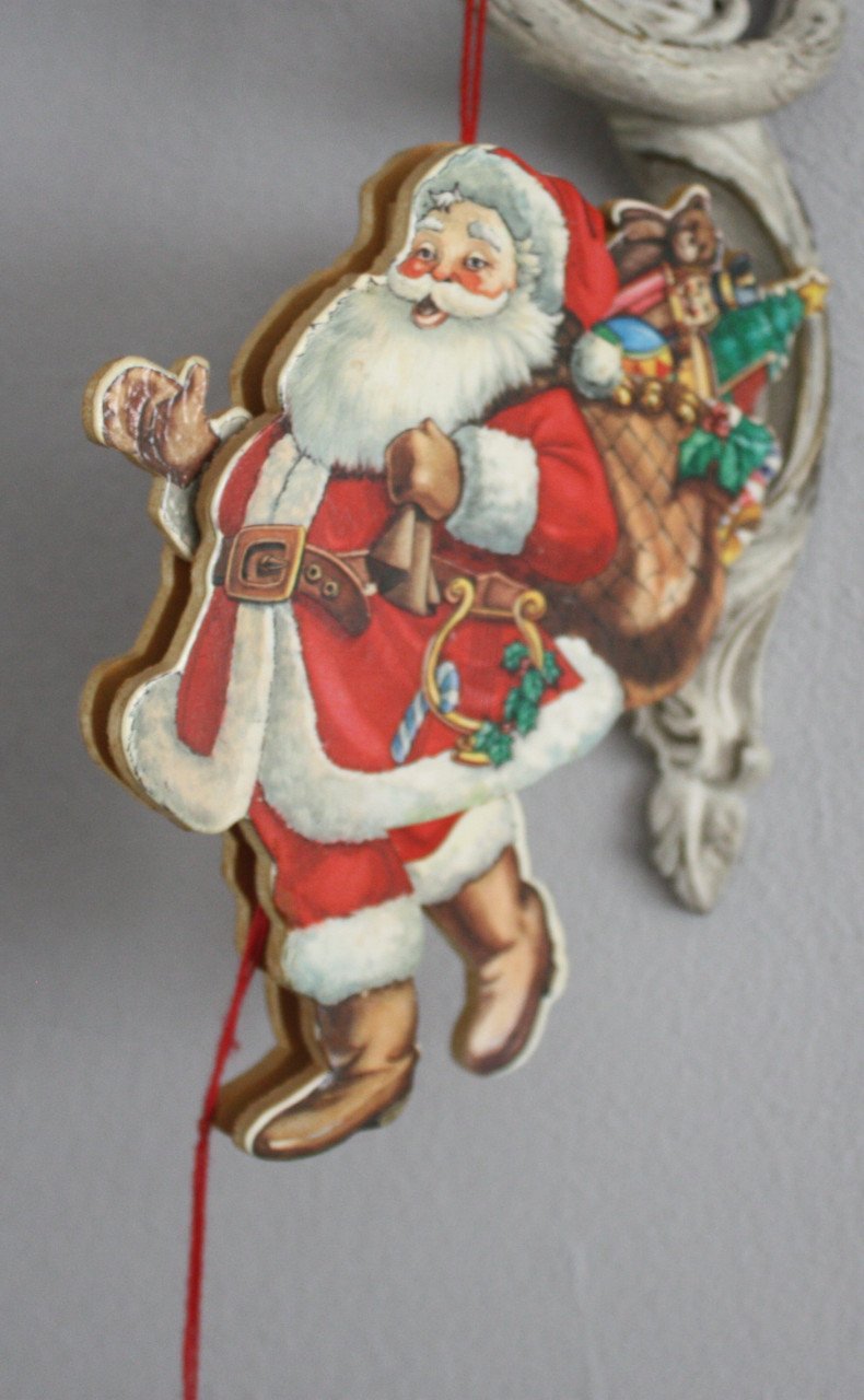 Houten trekpop kerstman