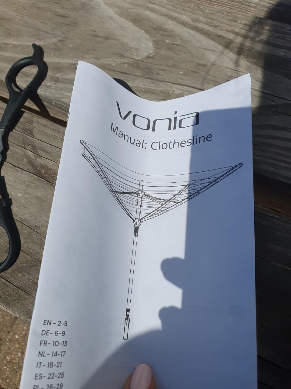 Vonia droogmolen 45 meter • inklapbaar • grondanker • zwart • nieuw