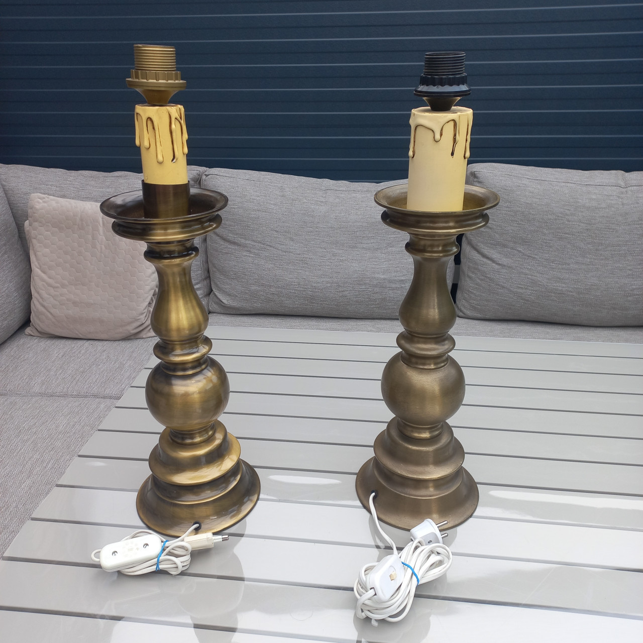 2 x  Zwaare Tafel lampen koperen kandelaar.