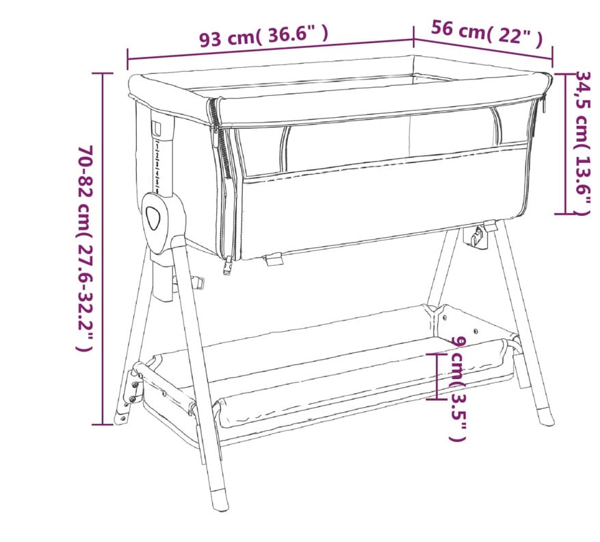 Casa xl  Co-sleeper met matras linnen wijnrood