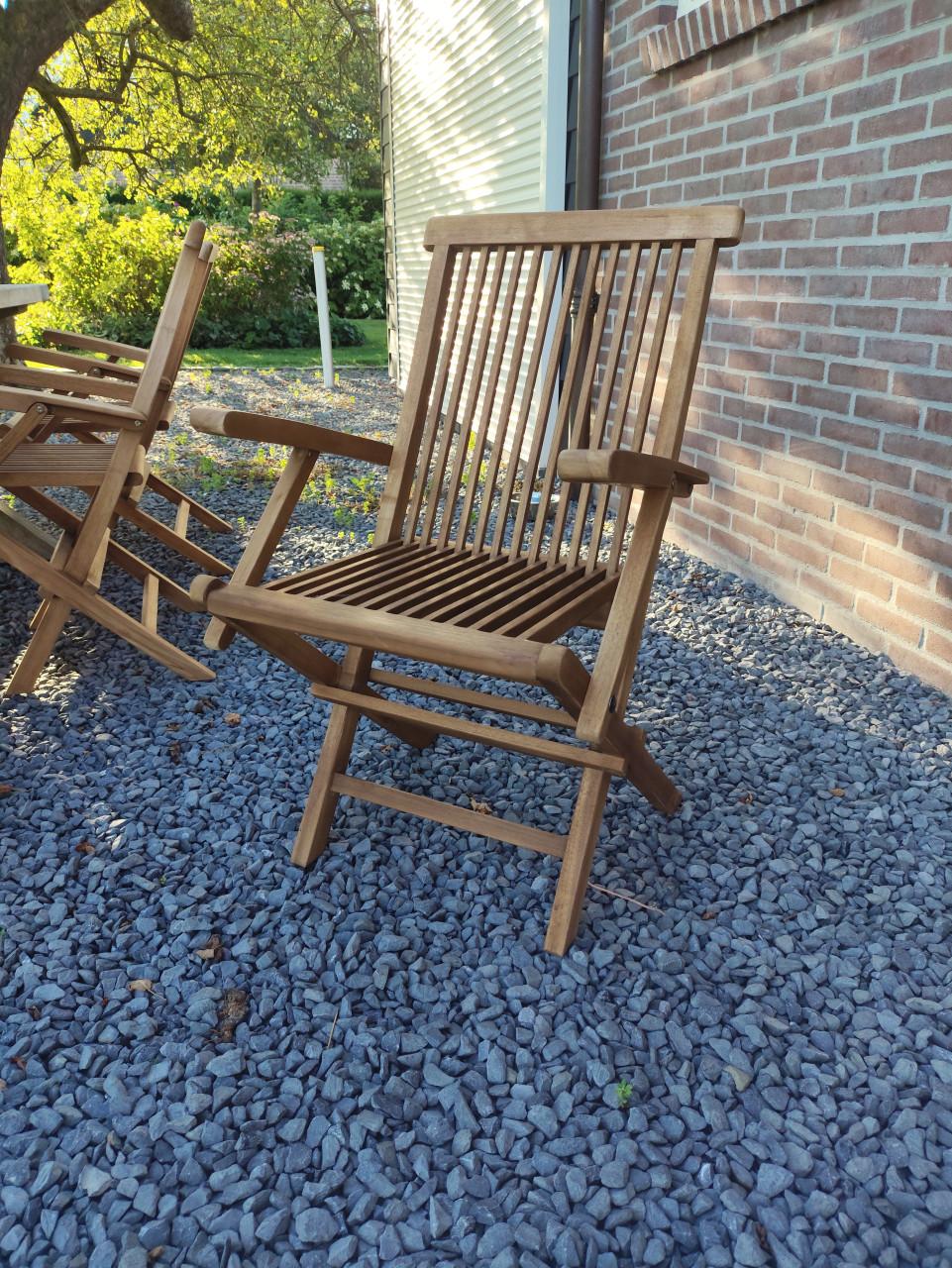 6 stuks massief teakhouten tuinstoelen met inclusief kussens